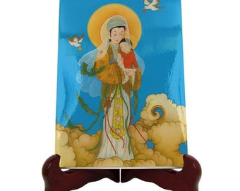 中国の聖母の陶器製イコン カトリックの信仰芸術 聖母子像 宗教的な