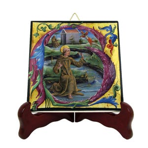 Saint Francis Ceramic Tile Icon: Catholic Saints Art