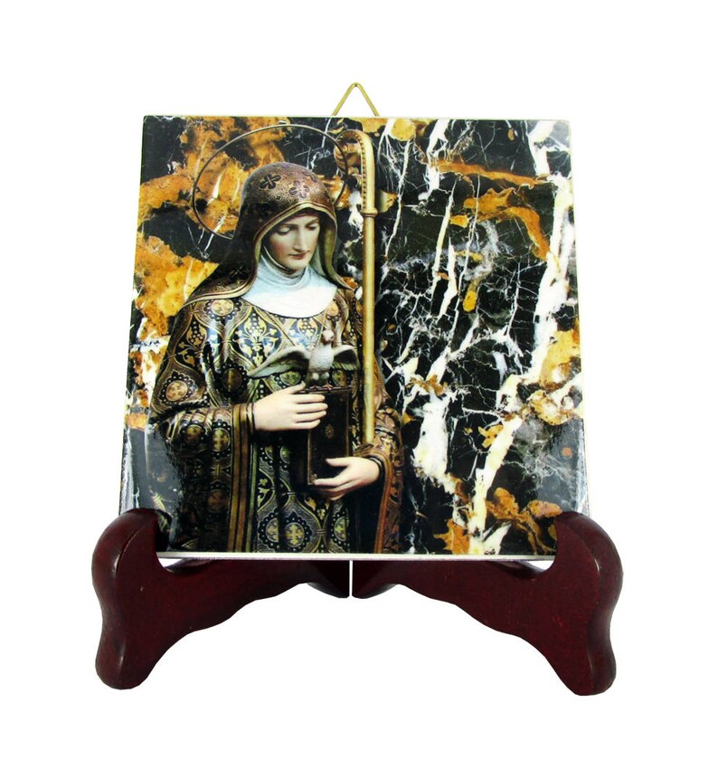 Saint Scholastica St Scholastica icon on tile handmade in Etsy