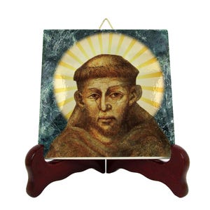 Catholic Saints - Saint Francis of Assisi - religious icon on ceramic tile - christian gifts - St Francis of Assisi - patron saint animals