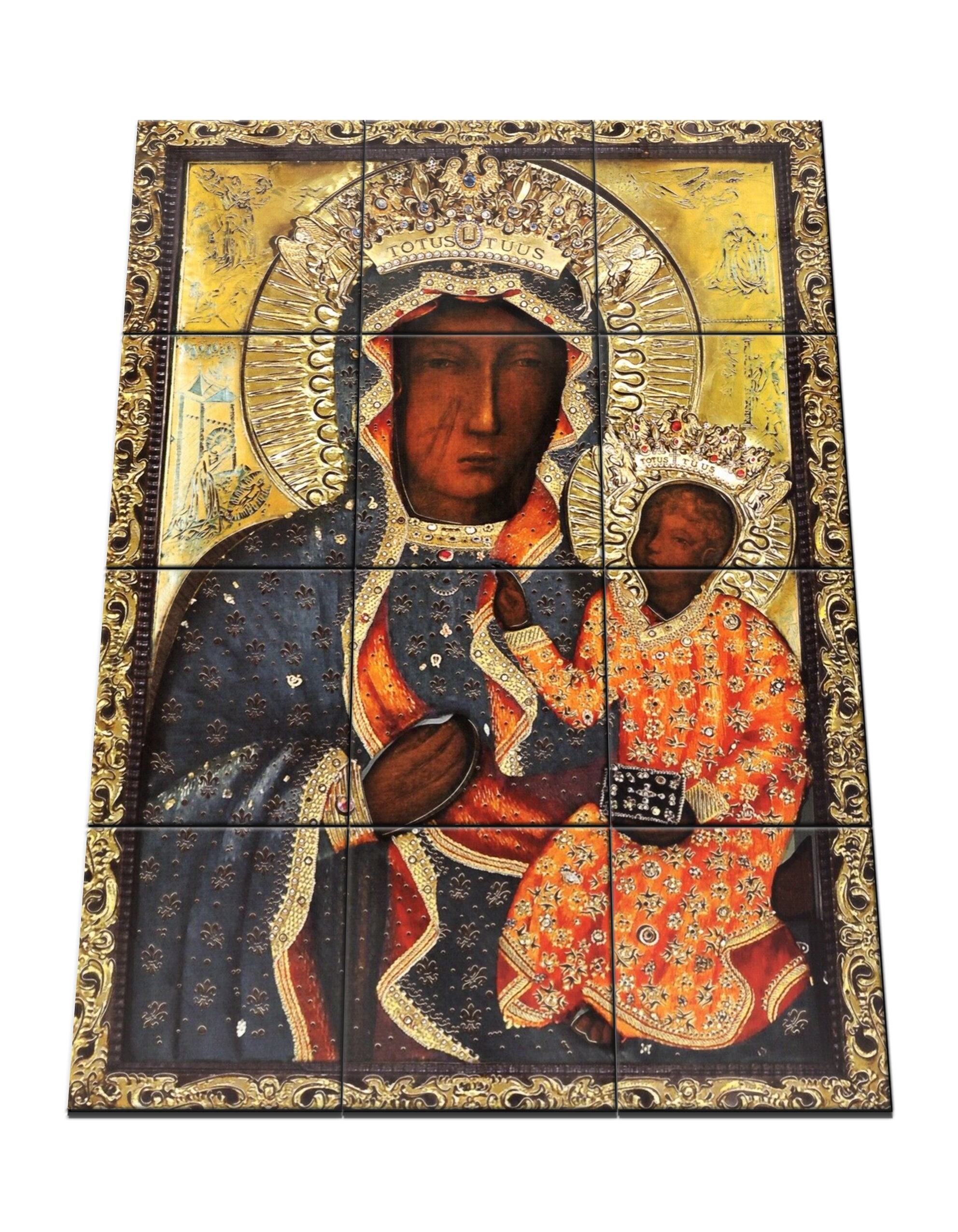 Black Madonna Tile Mural: Blessed Virgin of Częstochowa, Catholic Art