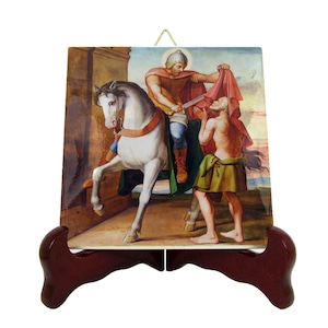 Catholic Saints serie - Saint Martin of Tours - icon on tile - St Martin icon - Saints Art - Confirmation gift - Communion gift - Baptism