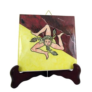 Trinacria Sicily ceramic tile handmade in Italy Sicilian Trinacria Trinacria symbol Trinacria of Sicily image 2