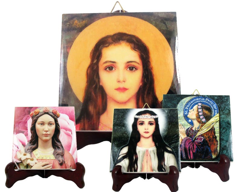 Catholic gifts Saint Philomena Box with 3 tiles 2 mosaics Etsy Italia