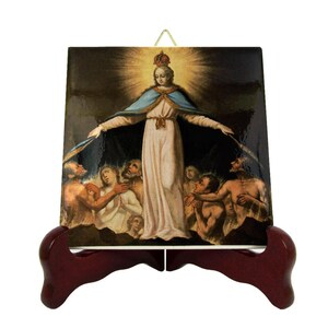 Virgin Mary as the protectress of the poor Souls in Purgatory - religious icons - ceramic tile - Mother Mary - Mercy - Faith - Ave Maria