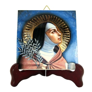 Saint Clare of Assisi Icon Tile: Handmade Catholic Art