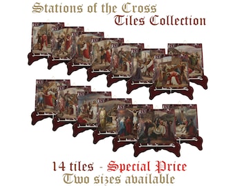 The Way of the Cross - ceramic tiles collection - Stations of the Cross - Via Crucis wall art - 2 sizes - Via Dolorosa - Catholic Art