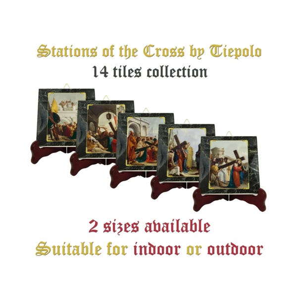 Stations of the Cross Ceramic Tile Set: Catholic Religious Art