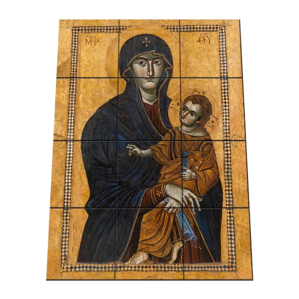 Salus Populi Romani Tile Mural: Virgin Mary, Catholic Art