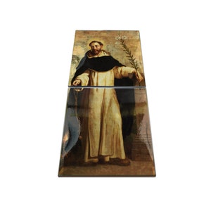 Catholic Saints serie - St Dominic - ceramic and wood icon - Saint Dominic - from a painting by Gaspar de Crayer - saints art