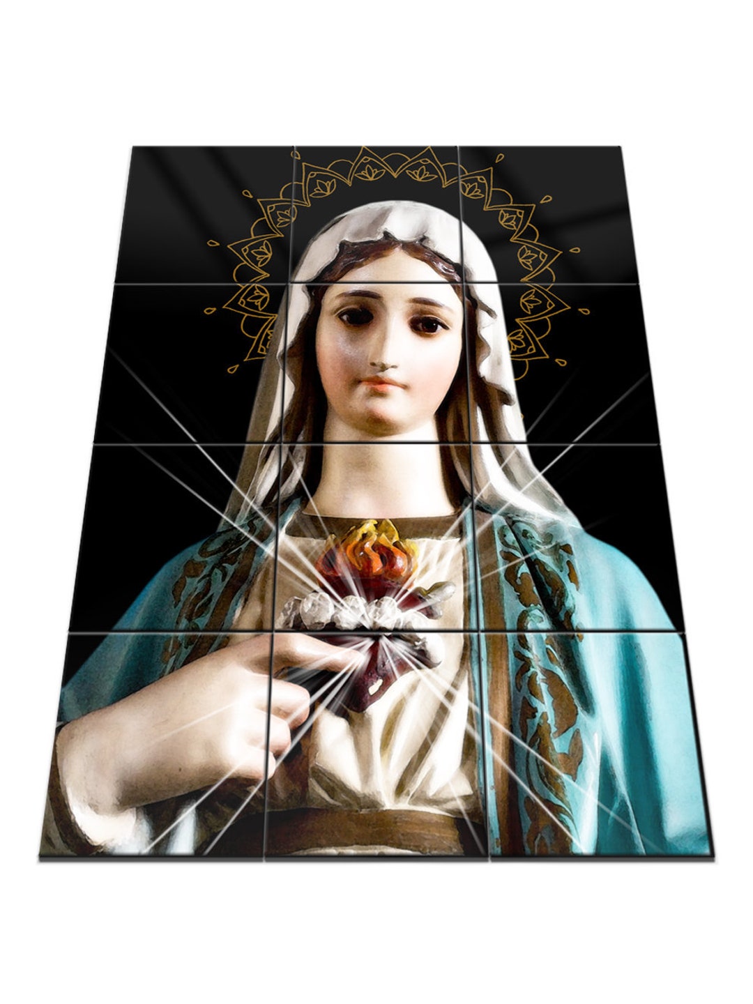 Religious Wall Art Immaculate Heart of Mary Tile Mural Blessed Virgin