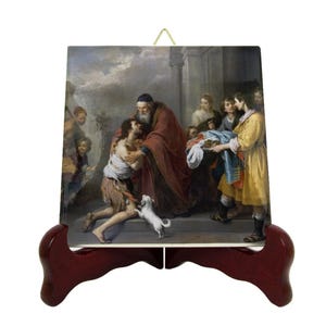 Prodigal Son Ceramic Tile Icon: Murillo Gospel Art, Catholic Gift