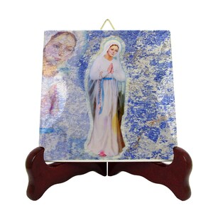 Our Lady of Banneux Ceramic Tile Icon - Handmade Catholic Art