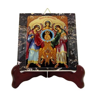 Archangels Icon on Ceramic Tile: Handmade Christian Art