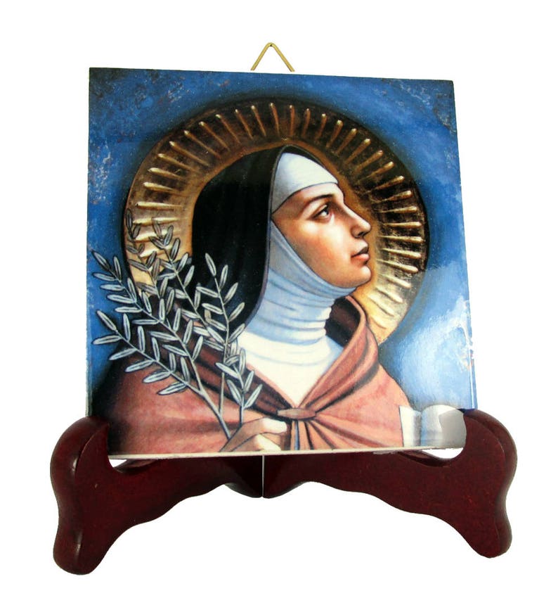 Catholic saints, Saint Clare of Assisi, St Clare icon on tile, Santa Chiara, St Clare of Assisi, italian saints, St Claire, St Clair image 2