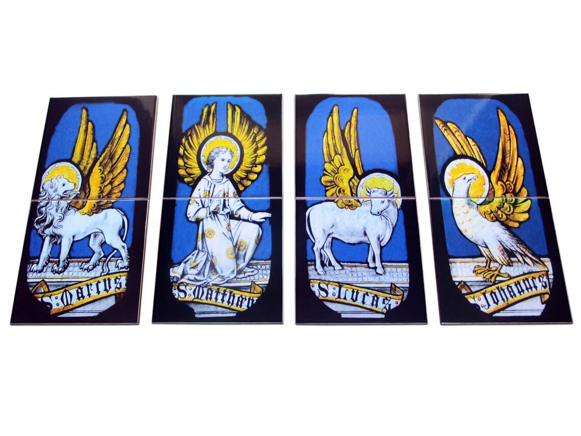 Christian Wall Art Four Evangelists Symbols Tile Art | Etsy