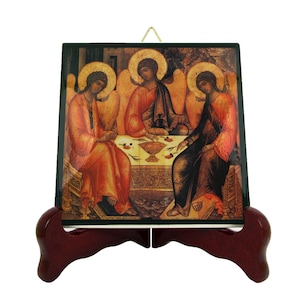 Christian Icon on tile - The Holy Trinity - religious gift - religious icons - orthodox - russian style - christian gifts - Three Angels