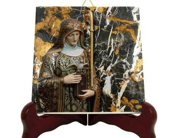 Saint Scholastica Icon: Handmade Catholic Art Tile, Gift for Nuns