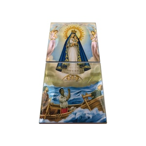 Our Lady of Charity of El Cobre - ceramic and wood icon - Caridad Del Cobre - Our Lady of Cuba - Virgin Mary - Catholic Gifts