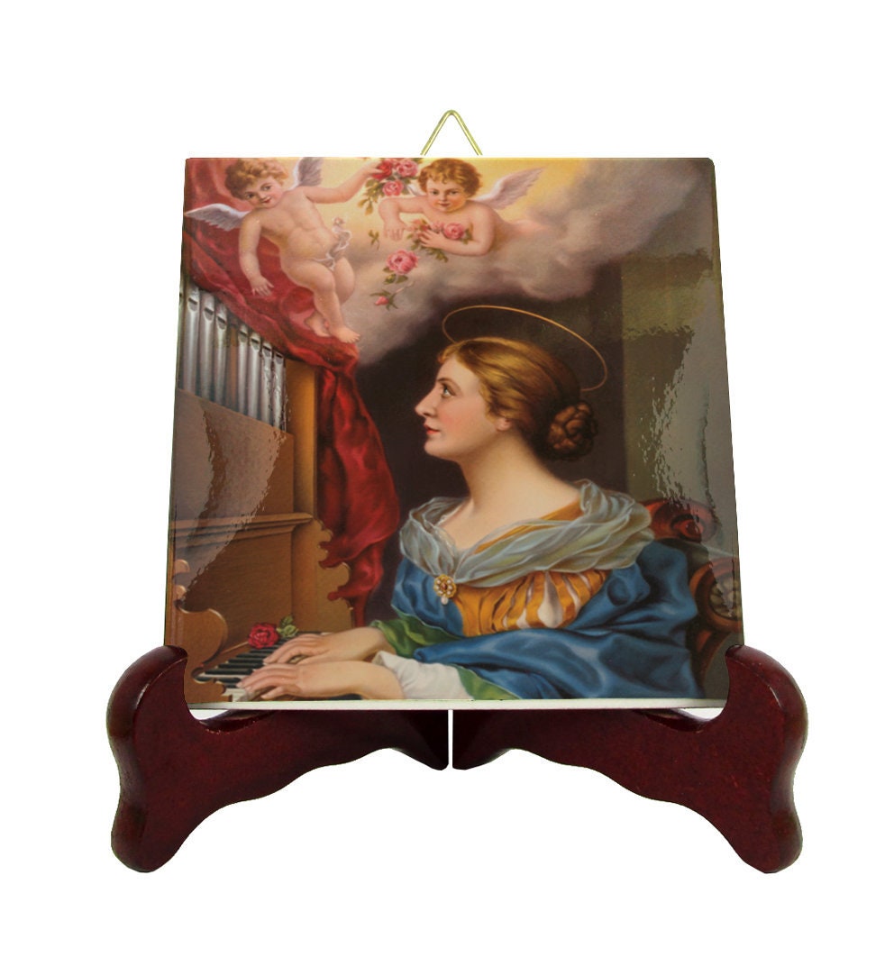 Catholic Saints Serie St Cecilia Icon on Ceramic Tile | Etsy