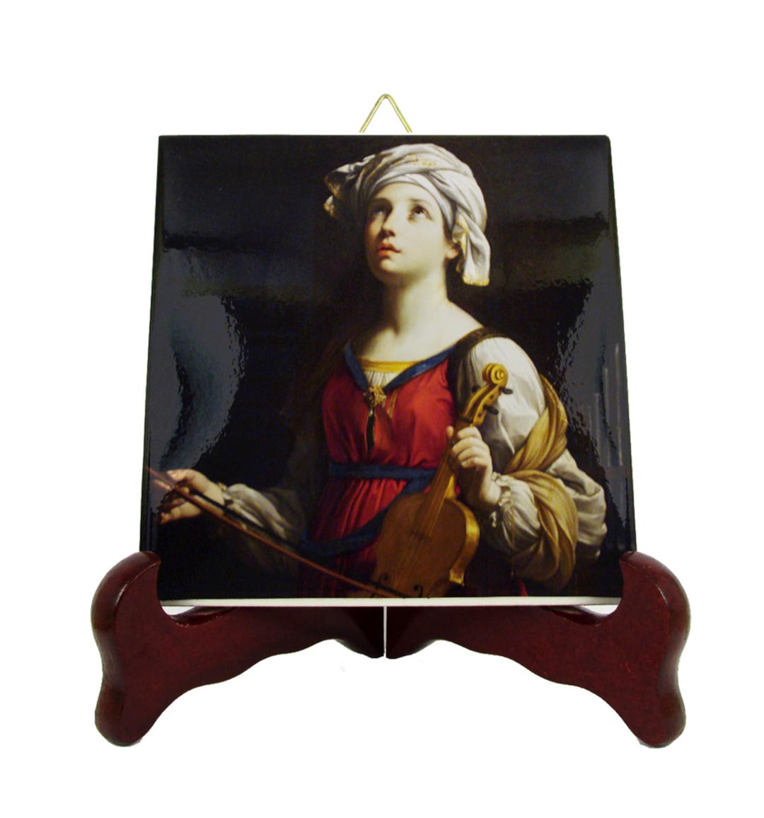 Saint Cecilia Ceramic Tile Icon: Catholic Art Gift - Etsy