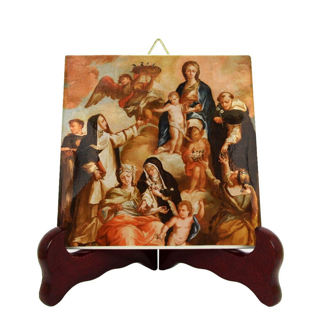 The Blessed Virgin of the Rosary Devotional Icon on Tile Ceramic Tile ...