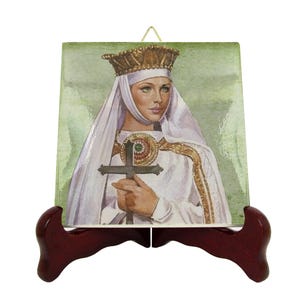 Saint Margaret of Scotland - catholic saints serie - icon on ceramic tile - St Margaret - Queen Margaret - saints art