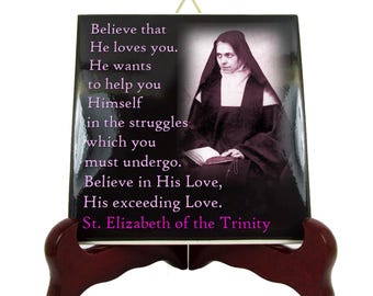 Saint Elizabeth of the Trinity Ceramic Tile Plaque - Catholic Quote
