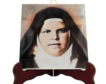 Saint Mary of Jesus Crucified Ceramic Icon: Handmade Catholic Gift