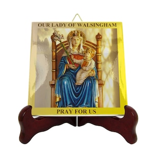 Blessed Virgin Mary of Walsingham - religious wall plaque - religious icon on tile - religious art - Our Lady of Walsingham religious plaque