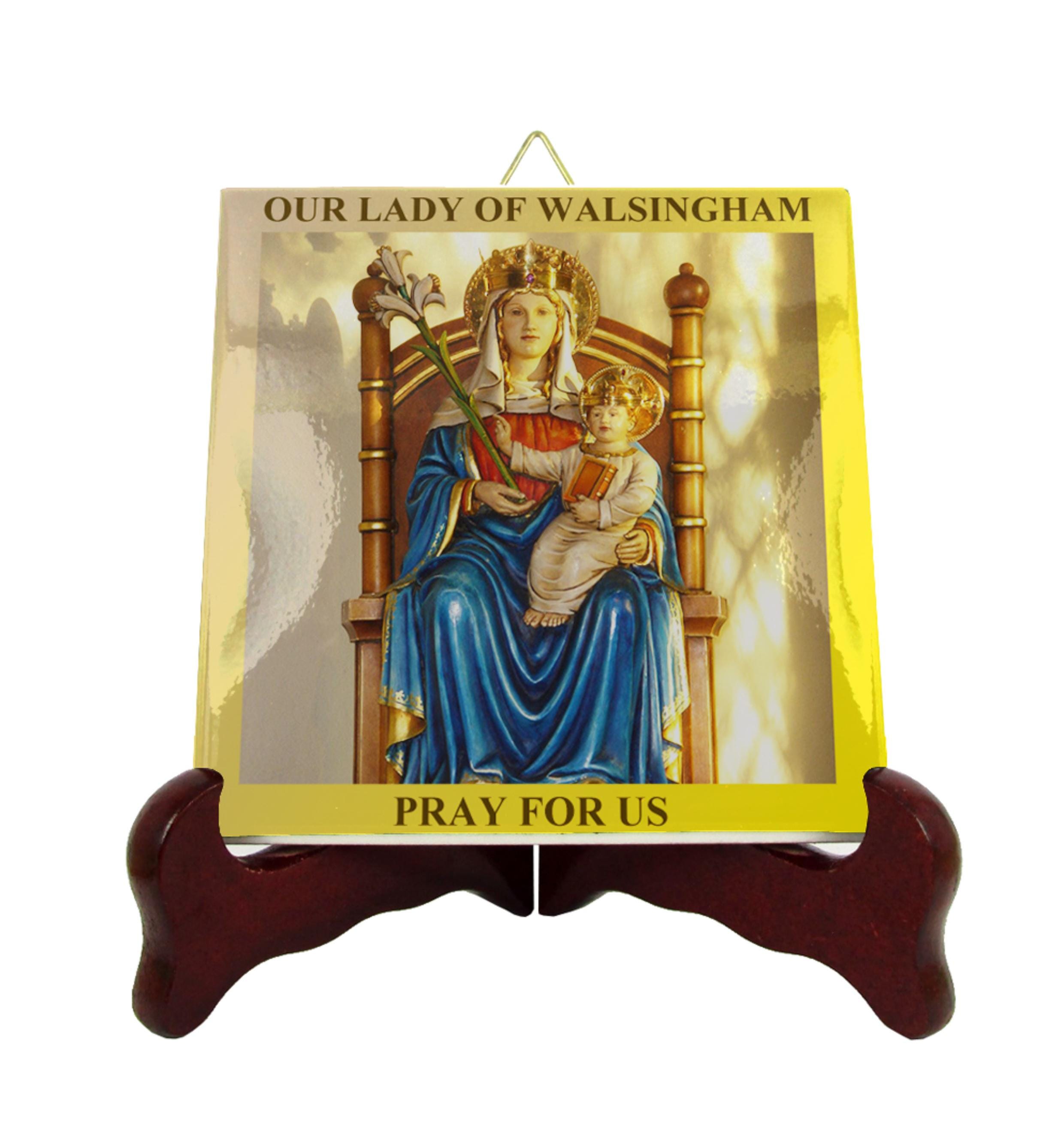 Our Lady of Walsingham Tile Plaque: Handmade Religious Icon Art