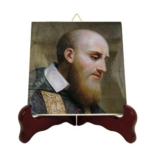 Saint Francis of Sales Icon: Catholic Saints Art on Ceramic Tile