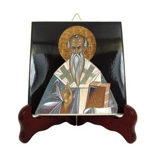 Saint Cyril of Jerusalem Icon: Handmade Christian Tile, Religious Gift