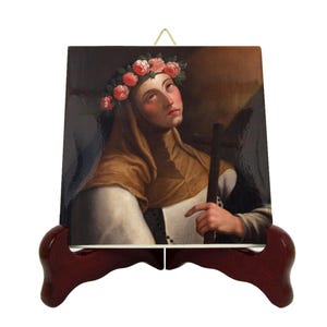 Saint Rose of Lima - icon on ceramic tile - St Rose icon - catholic saints - Santa Rosa - saints art - patron saint