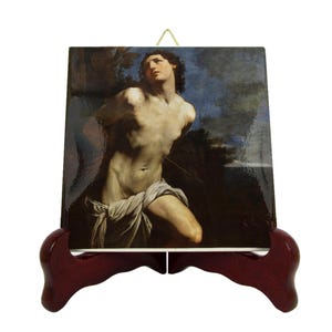 Saint Sebastian Icon Tile: Catholic Saints Art, Handmade in Italy