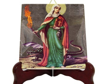 Saint Martha of Bethany Tile: Catholic Art, Handmade Icon
