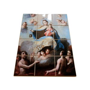Virgin of Carmel Tile Mural: Catholic Religious Wall Art