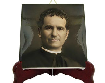 Saint John Bosco Icon: Handmade Catholic Saints Art Tile