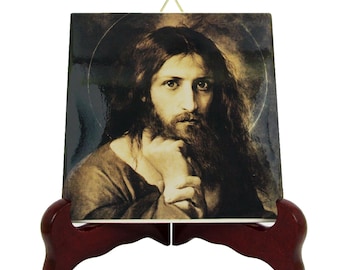 Holy Face of Jesus Ceramic Tile: Catholic Devotional Art