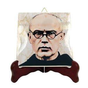 Saint Maximilian Kolbe - Religious gifts - St Maximilian Kolbe  - Icon on tile - Franciscan Saints - Catholic Saints - Militia Immaculatae