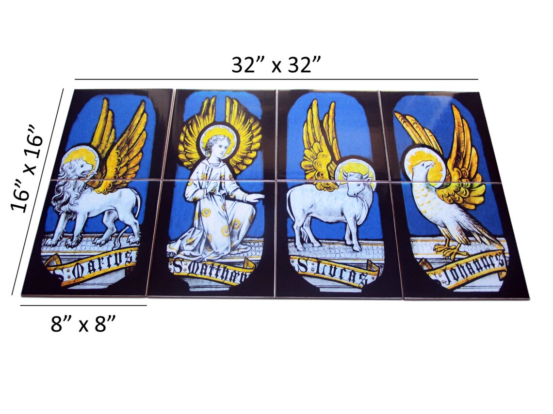 Christian Wall Art Four Evangelists Symbols Tile Art | Etsy