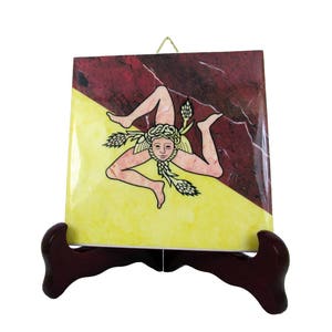 Trinacria Sicily ceramic tile handmade in Italy Sicilian Trinacria Trinacria symbol Trinacria of Sicily image 3