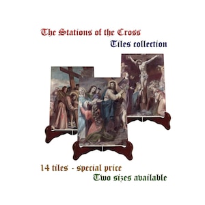 The Stations of the Cross - 14 ceramic tiles suitable indoor or outdoor - religious gifts - Way of the Cross - Via Crucis - Catholic Art