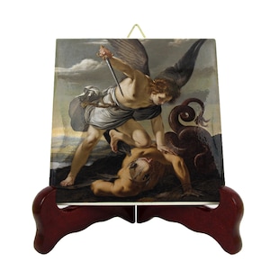 Saint Michael the Archangel - icon on tile - St Michael art - Michael Archangel - angels - angel - spiritual gifts