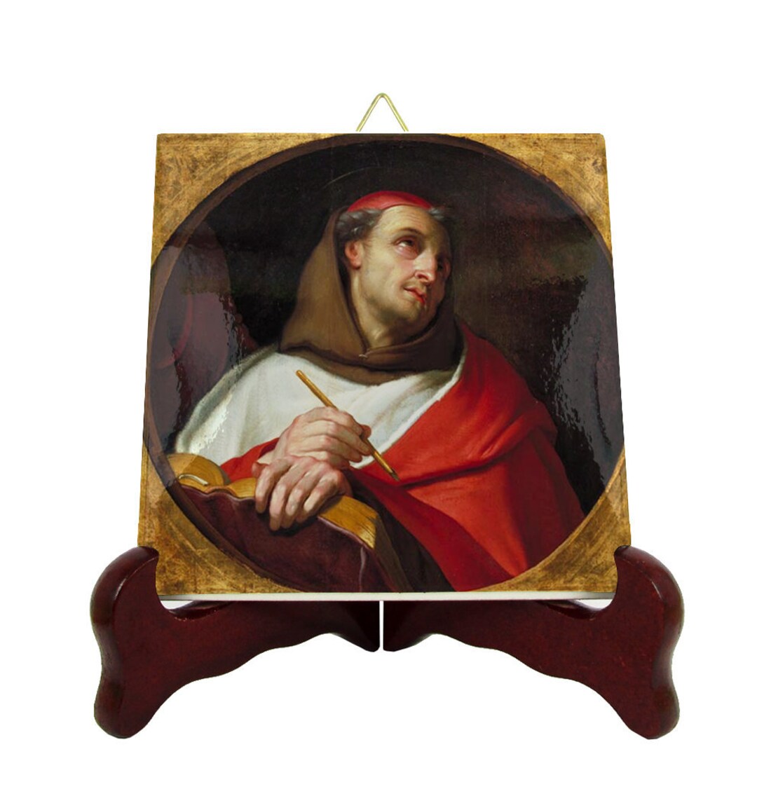 St Bonaventure of Bagnoregio Icon on Ceramic Tile Catholic Saints Serie