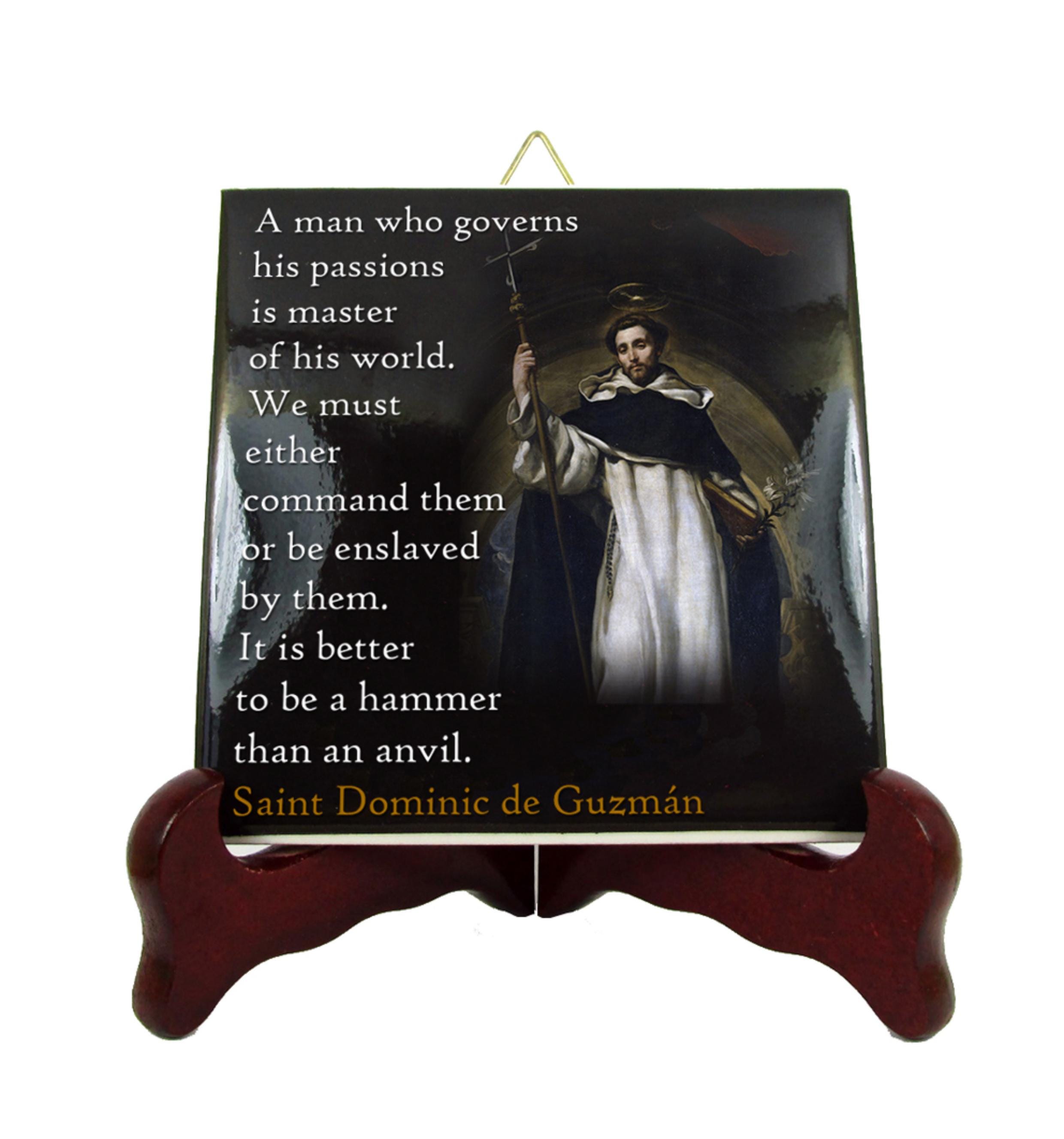 St. Dominic de Guzmán Quote: Catholic Icon on Handmade Ceramic Tile