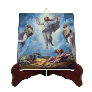 Transfiguration of Jesus Christ Tile: Raphael Sanzio Icon, Handmade in Italy