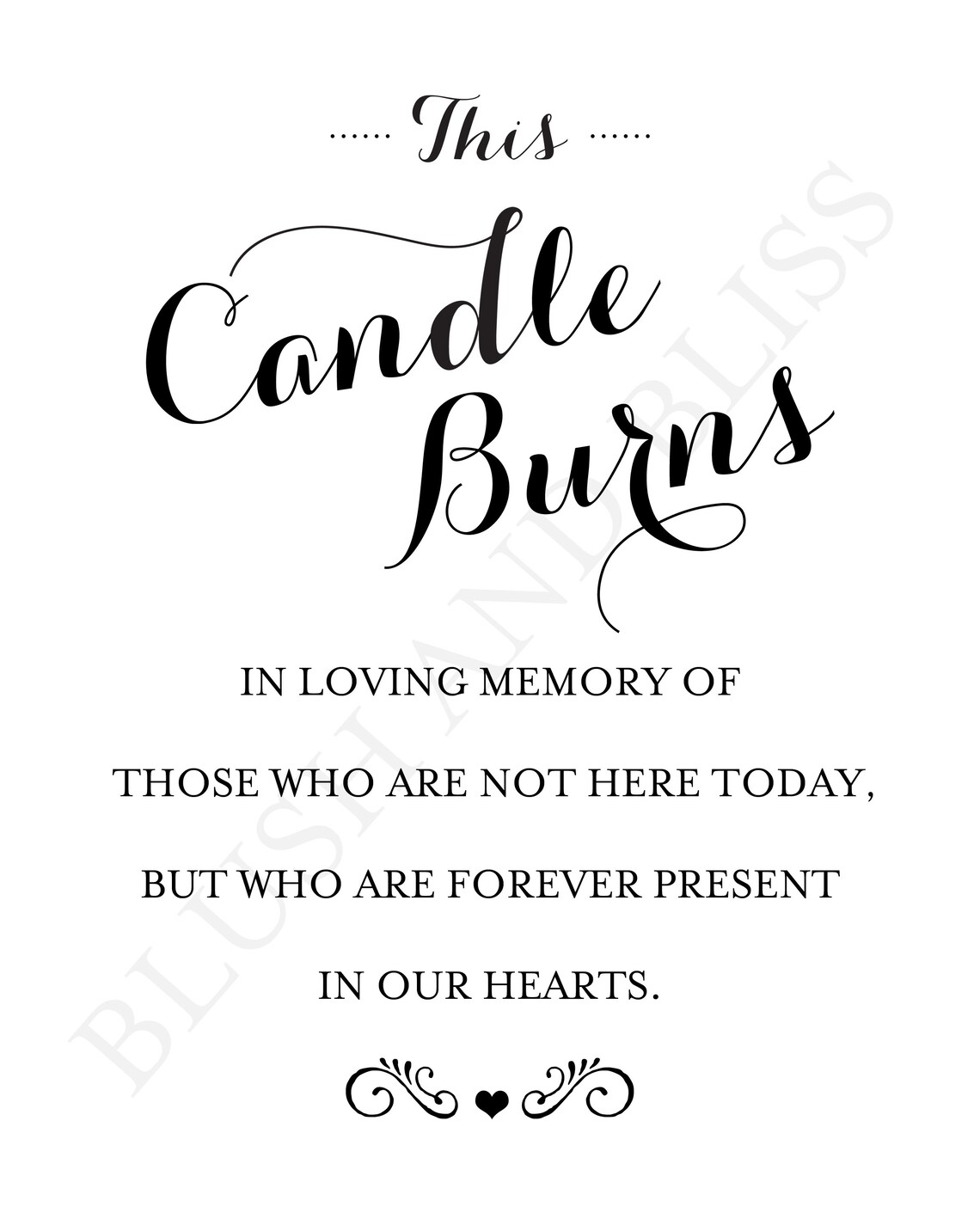 INSTANT DOWNLOAD Printable This Candle Burns in Loving Memory Etsy