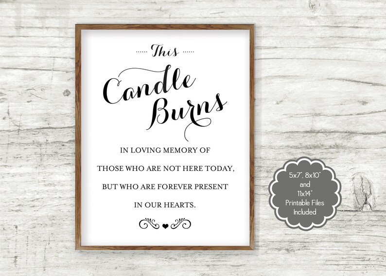 INSTANT DOWNLOAD Printable This Candle Burns In Loving Memory Etsy UK