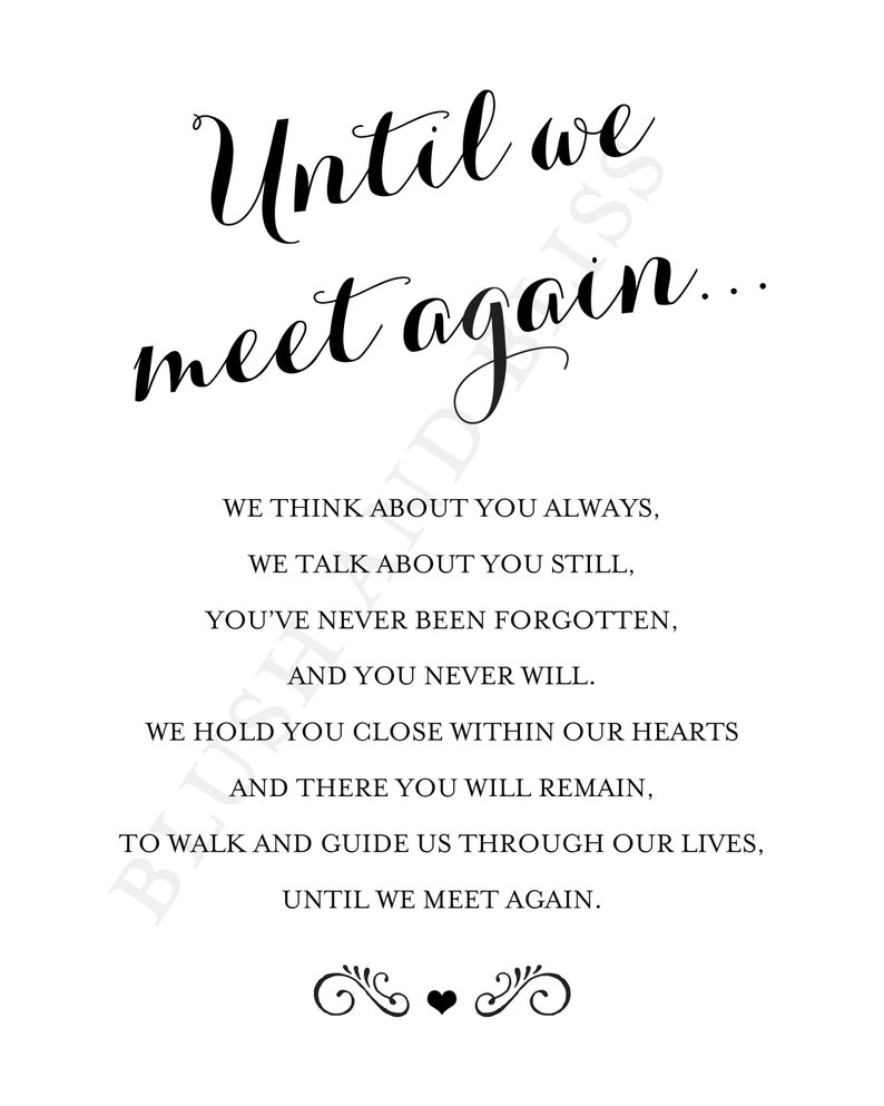 Until We Meet Again Poem Printable - Printable Word Searches